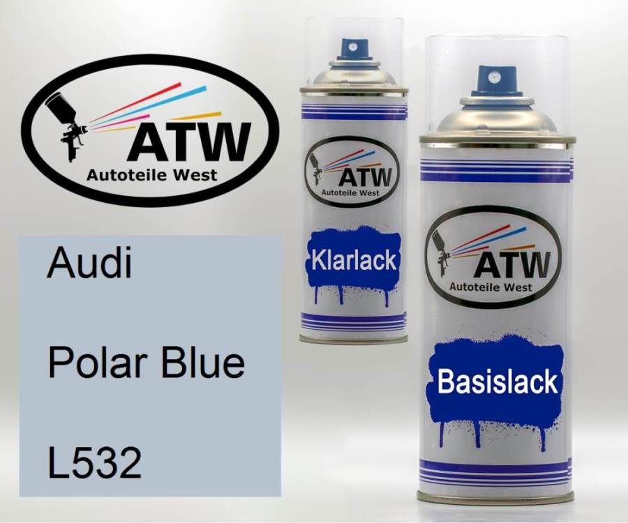 Audi, Polar Blue, L532: 400ml Sprühdose + 400ml Klarlack - Set, von ATW Autoteile West.